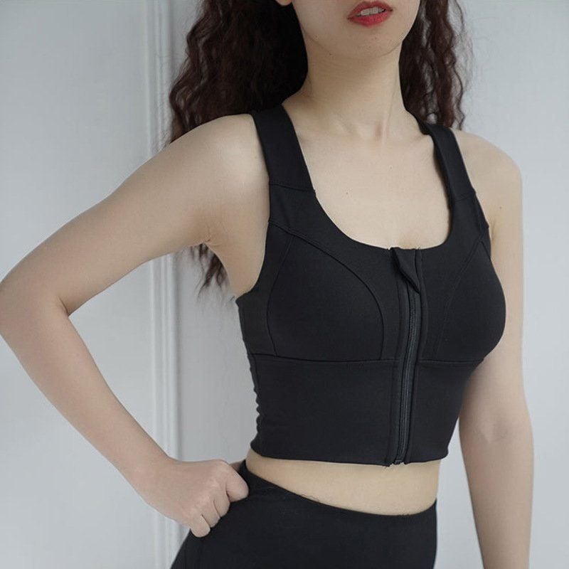 Summer Front Zipper Sports Underwear Running Yoga Quick-Drying Breathable Thin Support Beauty Back Bra With Chest Pad - Image 2