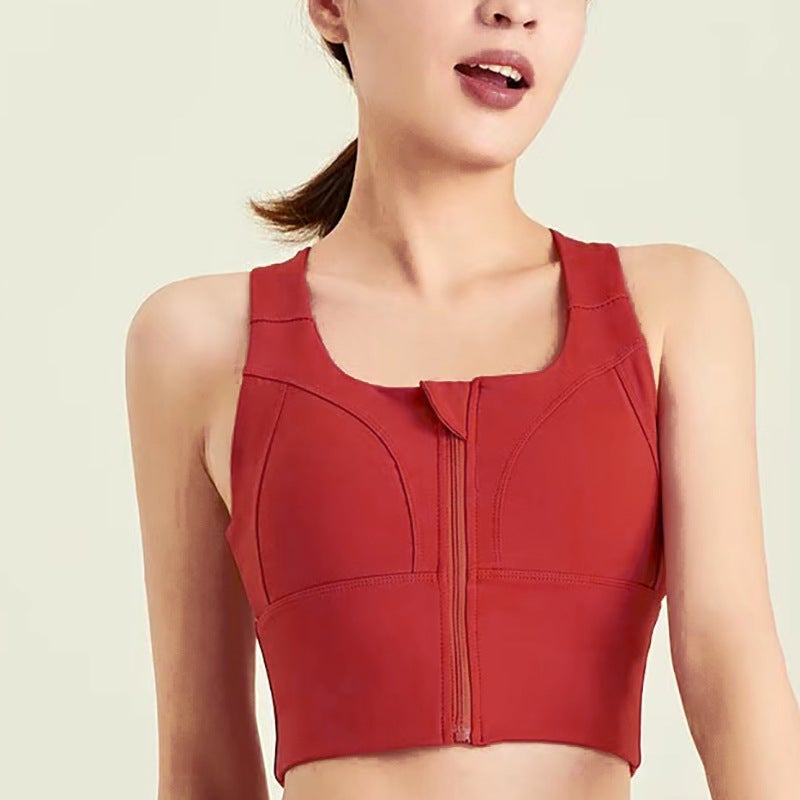 Summer Front Zipper Sports Underwear Running Yoga Quick-Drying Breathable Thin Support Beauty Back Bra With Chest Pad - Image 5