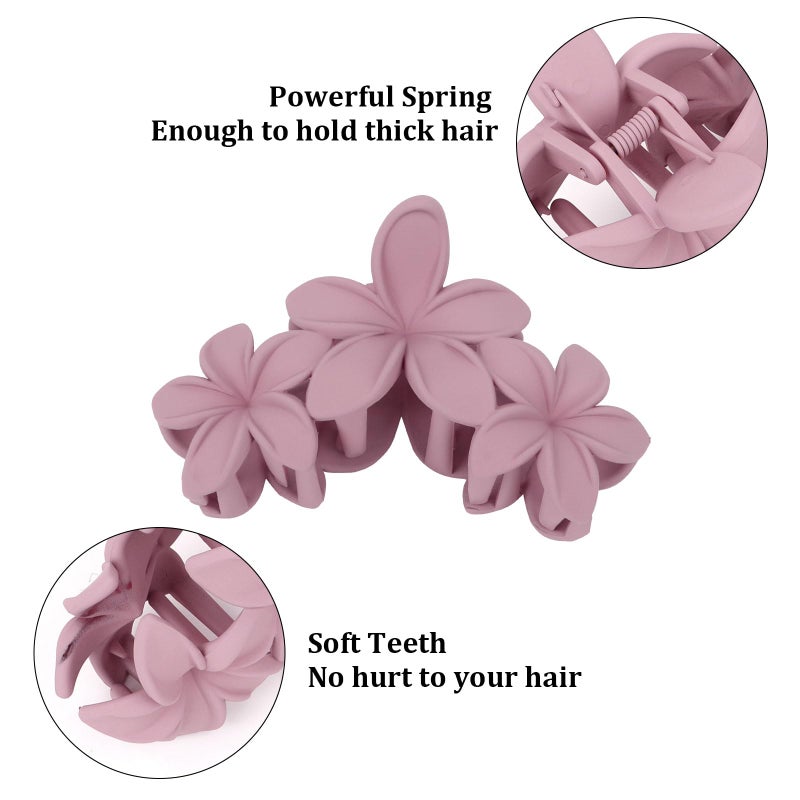 ANBALA Colorful Plumeria Hawaiian Flower Hair Clips for Women - 4PCS Large Claw Clips for Thick Hair with Strong Hold, Beach Hair Accessories - Image 2