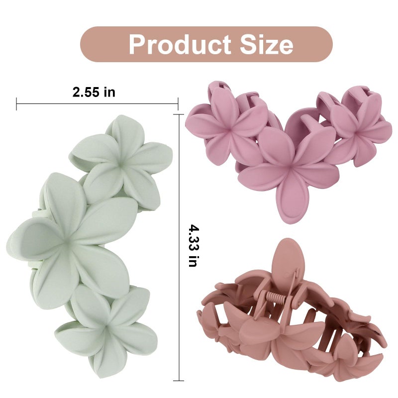 ANBALA Colorful Plumeria Hawaiian Flower Hair Clips for Women - 4PCS Large Claw Clips for Thick Hair with Strong Hold, Beach Hair Accessories - Image 4