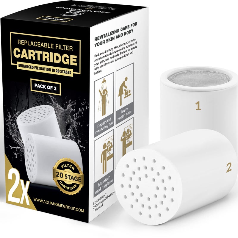 AquaHomeGroup AquaHomeGroup 20  Stage Replacement Premium Filter Cartridge 2pack No Housing Compatible with Any Shower Filter of Similar Design 15 and 20 stages 