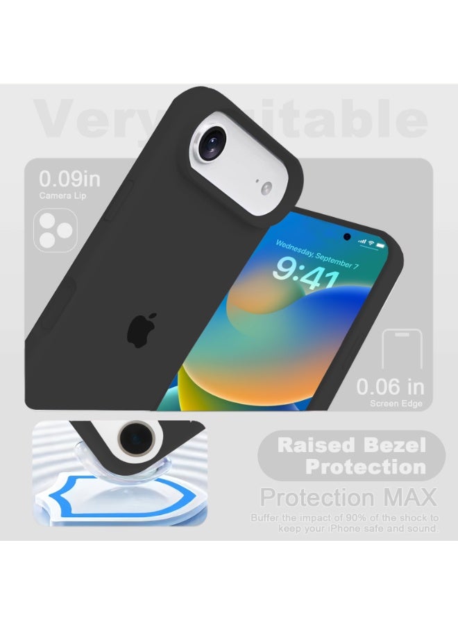 أوللاي حافظة واقية لهاتف iPhone 17 Air، مصنوعة من مادة السيليكون، مقاومة للصدمات مع حماية عدسة الكاميرا وتغطية زر التحكم، غطاء واقي للهاتف المحمول مضاد للصدمات، متوافق مع ملحقات MagSafe، أسود - Image 3