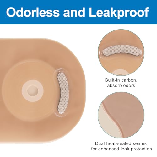 Steawoce 50 PCS Colostomy Bags with Filter, 15-65mm One-Piece Cut-to Fit Ostomy Supplies with Hook and Loop Closure Drainable Pouches for Stoma Care (50Pack) - Image 4