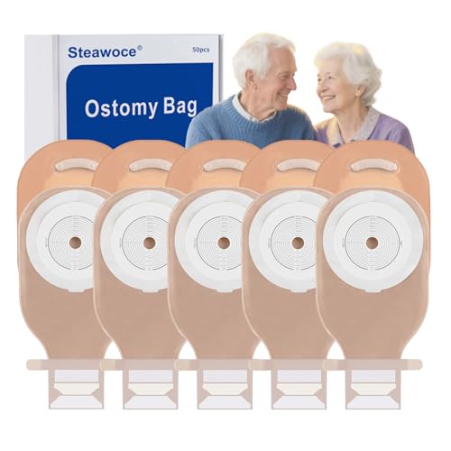 Steawoce 50 PCS Colostomy Bags with Filter, 15-65mm One-Piece Cut-to Fit Ostomy Supplies with Hook and Loop Closure Drainable Pouches for Stoma Care (50Pack) - Image 1