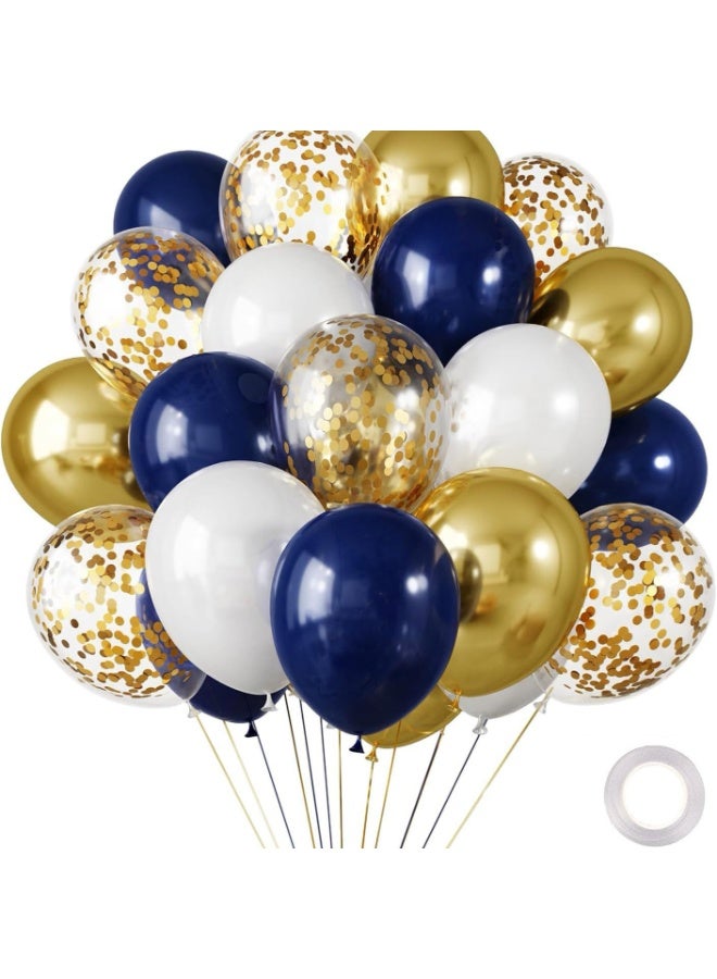 Balloons 54 Pieces navy blue and gold metallic set with gold confetti balloons party balloons Ramadan decorations - Image 2