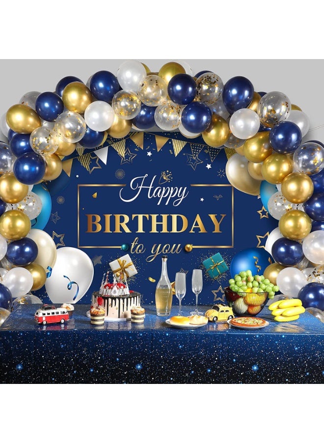 Balloons 54 Pieces navy blue and gold metallic set with gold confetti balloons party balloons Ramadan decorations - Image 5