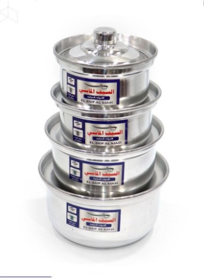 4-Piece Cookware Pot Silver 14-20 cm 