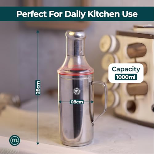 Mishaa Steel Oil Dispenser 1 Litre with Handle, Leak-Proof Container with Airtight Lid Cap, Removable Nozzle for Cleaning & Easy Pouring in Oil Bottle, Perfect for Every Kitchen & Cooking - Image 3