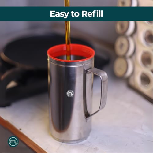 Mishaa Steel Oil Dispenser 1 Litre with Handle, Leak-Proof Container with Airtight Lid Cap, Removable Nozzle for Cleaning & Easy Pouring in Oil Bottle, Perfect for Every Kitchen & Cooking - Image 4