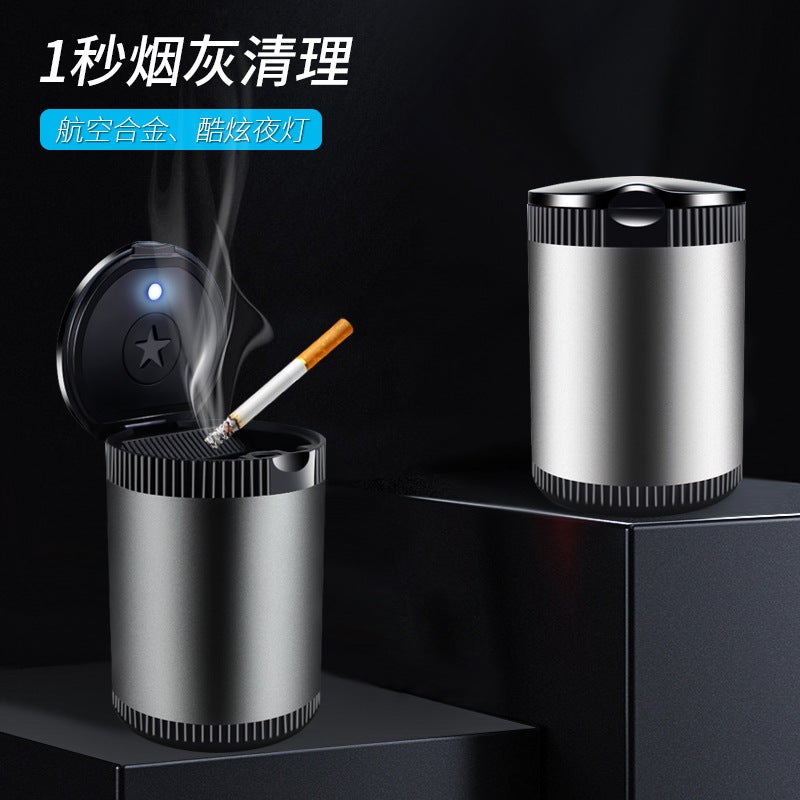 LED Car Ashtray with Lid - Metal Alloy, Multi-purpose - Image 2