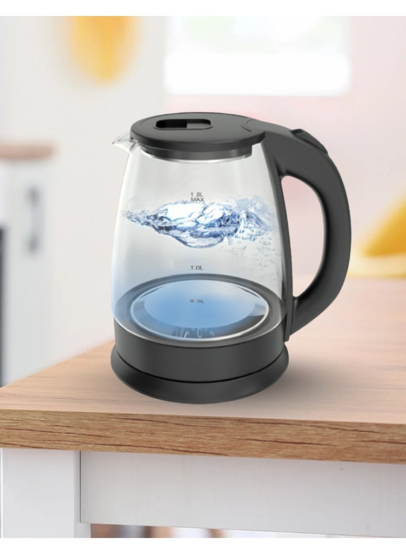 Denx Glass Electric Kettle with LED Base Light, 1.8L, 1500W - Image 2