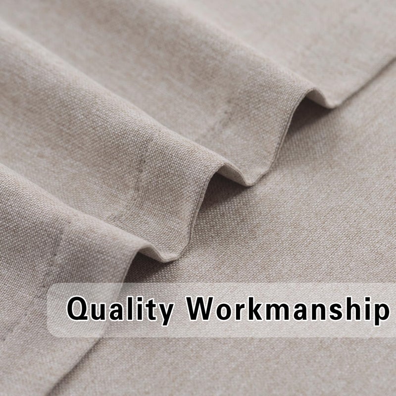 UPOPO Beige Tier Curtains over Sink Linen Textured Kitchen Window 24 inches Long Privacy Cabinet Caravan Small Short Cafe Curtains Bathroom Basement Living Room Half Window Mini Curtain 2 Panels Grommet Top - Image 5