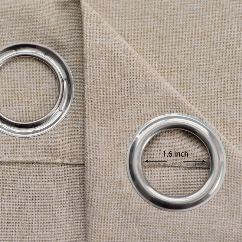 UPOPO Beige Tier Curtains over Sink Linen Textured Kitchen Window 24 inches Long Privacy Cabinet Caravan Small Short Cafe Curtains Bathroom Basement Living Room Half Window Mini Curtain 2 Panels Grommet Top - Image 3