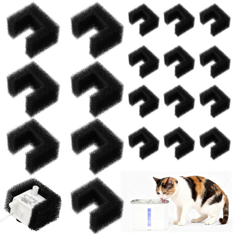 Enhon 20 Pack Foam Filters Replacement for Pet Fountains Compatible with Petsafe Viva 64oz & 140oz, Cat Dog Drinking Water Fountain Sponge Filters for Debris Removal, Pump Protection & Filtration - Image 1