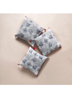 Wakefit Wakefit Cushion Covers | Cotton Fabric | Nautical | 16x16 inch | Sofa Pillow Cover Set of 3  - Image 1