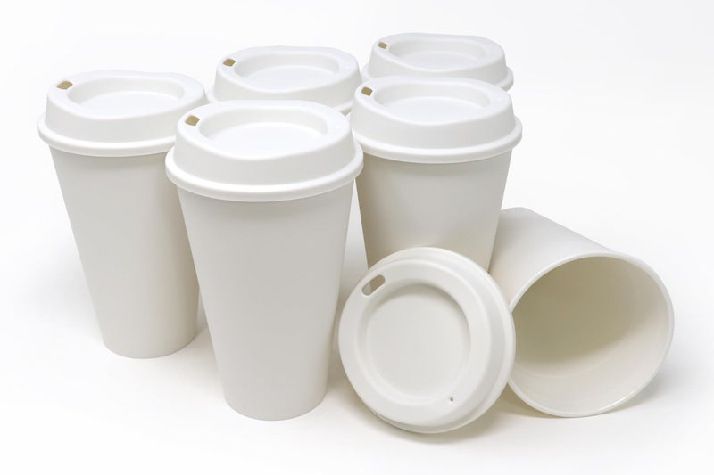 Rolling Sands USA Made 16 oz Reusable Coffee Cups with Lids 6 Pk  To Go Travel Cups  Hot or Cold Drinks  Dishwasher and Microwave Safe  White - Image 1