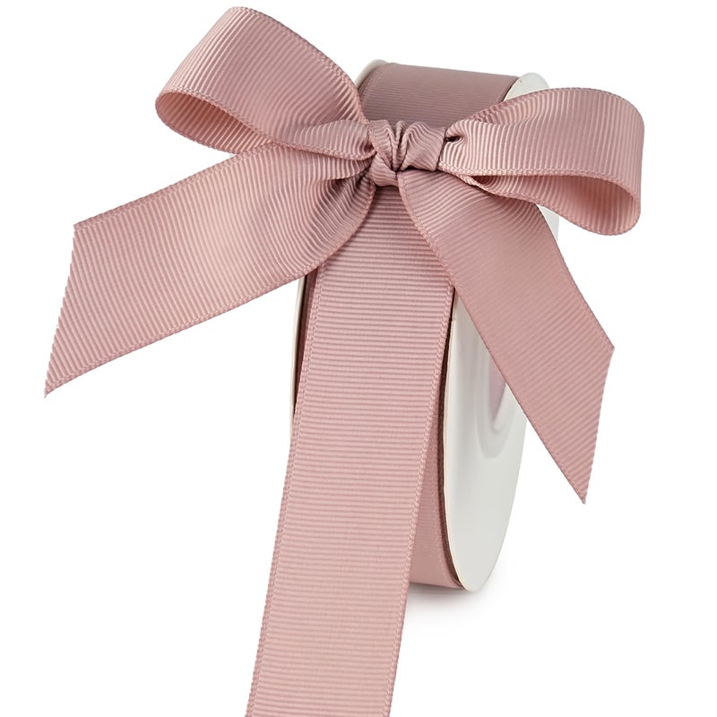 MAYREEL 1 Inch Dusty Rose Grosgrain Ribbon Dusty Pink Ribbon for Crafts Gift Wrapping Wedding Decor Hair Bows Party Favor Flower Arrangement Wreaths 25 Yards