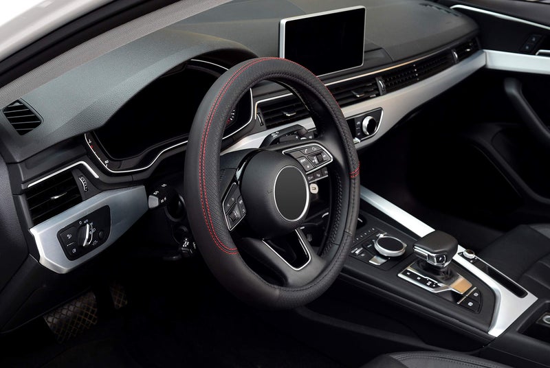 LABBYWAY Microfiber Leather Steering Wheel Cover, Universal Fit 15 Inch Car Anti-Slip Wheel Protector (Black) - Image 4