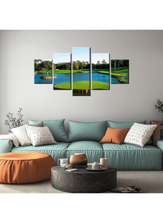Home Trove Tpc Sawgrass Wall Art Golf Course Wall Decor Florida Pictures Usa Golf Club Canvas Print Framed Golfing Sports Painting Poster Home Living Room Bedroom Decorations Ready To Hang(60''Wx32''H) - Image 5