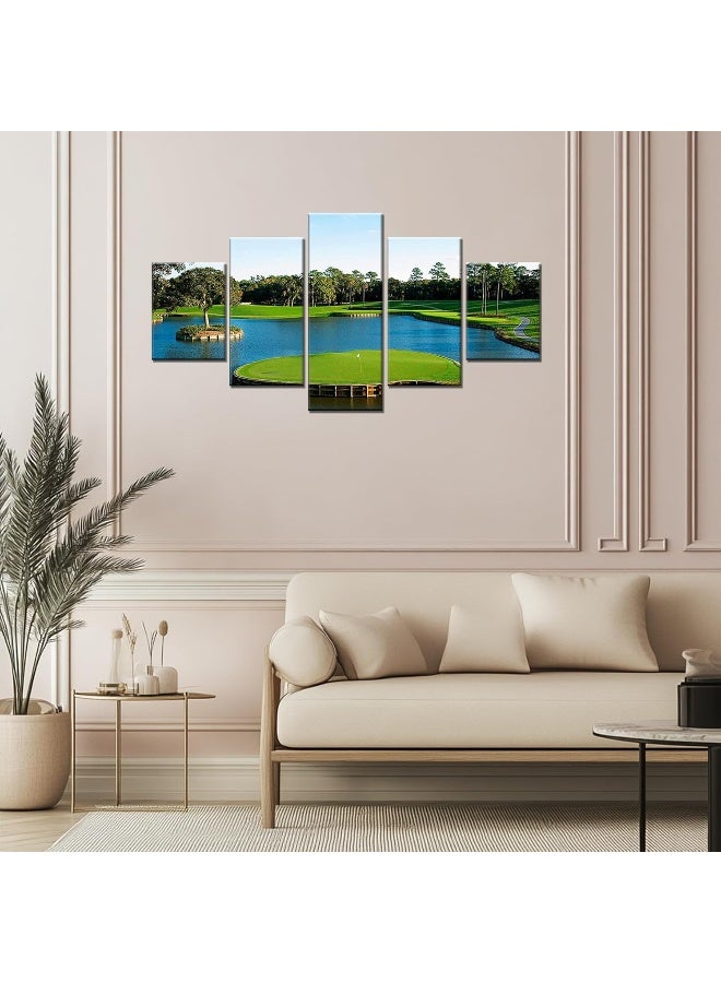 Home Trove Tpc Sawgrass Wall Art Golf Course Wall Decor Florida Pictures Usa Golf Club Canvas Print Framed Golfing Sports Painting Poster Home Living Room Bedroom Decorations Ready To Hang(60''Wx32''H) - Image 4