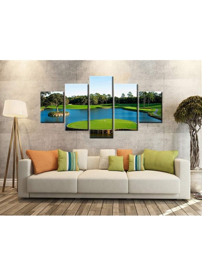 Home Trove Tpc Sawgrass Wall Art Golf Course Wall Decor Florida Pictures Usa Golf Club Canvas Print Framed Golfing Sports Painting Poster Home Living Room Bedroom Decorations Ready To Hang(60''Wx32''H) - Image 1