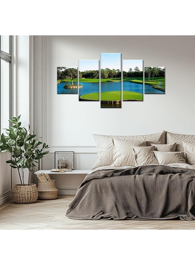 Home Trove Tpc Sawgrass Wall Art Golf Course Wall Decor Florida Pictures Usa Golf Club Canvas Print Framed Golfing Sports Painting Poster Home Living Room Bedroom Decorations Ready To Hang(60''Wx32''H) - Image 3