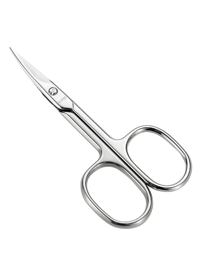 Professional Facial Hair Grooming Scissors Stainless Steel Curved and Straight Tip for Eyebrow Nose Ear Beard Mustache Trimming Silver 9 cm - Image 1