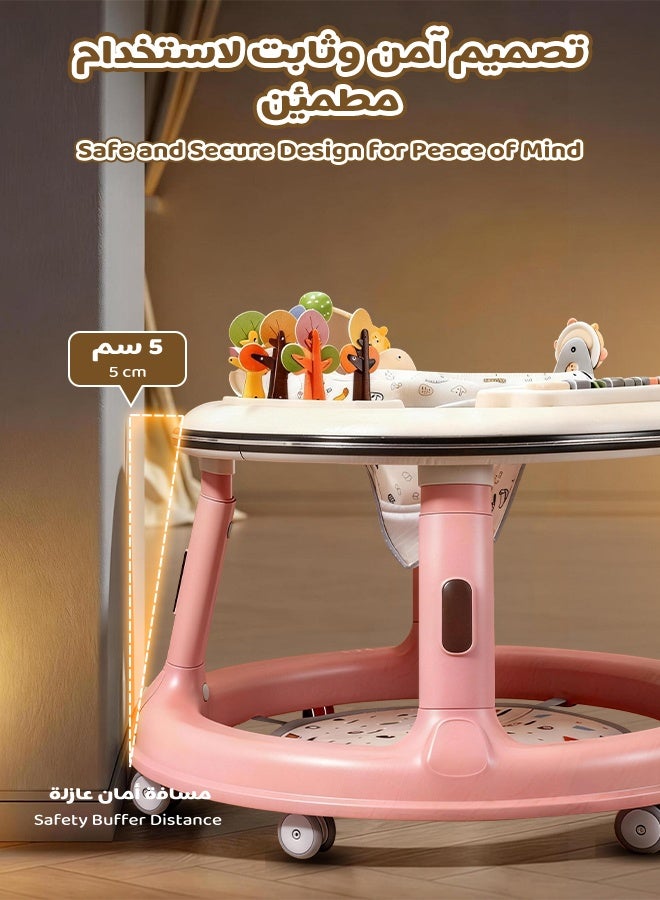 Aurlar 5 in 1 Baby Walker, Push Walker with 360° Swivel Seat, Music & Light Toys, Activity Table & Feeding Mode, Baby Standing Support for 6–18 Months (Pink) - Image 4