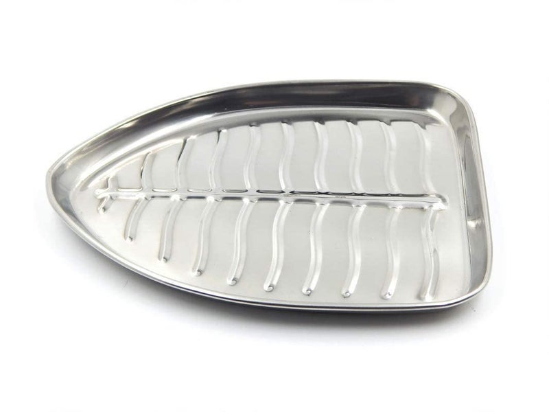 Dynore Stainless Steel 2 Pcs Banana Leaf Shape Dinner/Snack/Mess Tray Set of 2 - Image 2