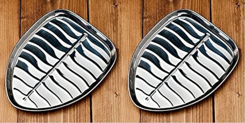 Dynore Stainless Steel 2 Pcs Banana Leaf Shape Dinner/Snack/Mess Tray Set of 2 - Image 1