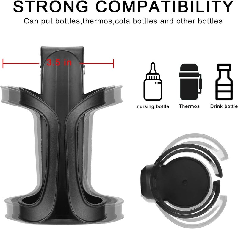 accmor Stroller Cup Holder, Universal Cup Holder for Uppababy, Nuna, Doona Strollers, 360 ° Rotatable Bottle Holder for Stroller, Bike, Wheelchair, Walker, Scooter - Image 2