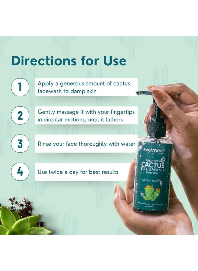 Evermore Mexican Cactus Facewash 150ml | For Summers | Deep Cleansing, Hydrating, Oil Control | Cactus & Mulberry Extracts | For All Skin Types - (Pack of 1) - Image 4
