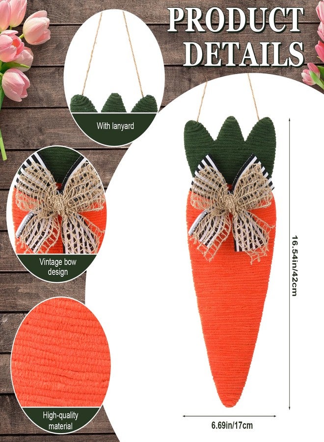 Lineshading Knit Carrot Spring Cross Wreath for Front Door, Spring Artificial Christian Easter Wreath with Retro Bow for Hope, for Outdoor Indoor Farmhouse Garden Porch Window Home Decor - Image 2