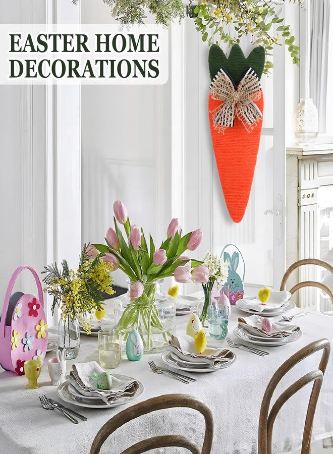 Lineshading Knit Carrot Spring Cross Wreath for Front Door, Spring Artificial Christian Easter Wreath with Retro Bow for Hope, for Outdoor Indoor Farmhouse Garden Porch Window Home Decor - Image 3