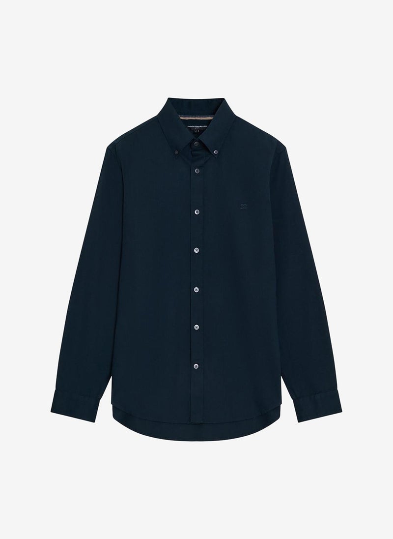 French Connection Men's Long Sleeve Twill Navy Blue Oxford Shirt - Image 3