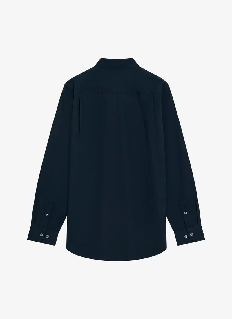 French Connection Navy Men's Long Sleeve Twill Navy Blue Oxford Shirt for Men | Best Price UAE