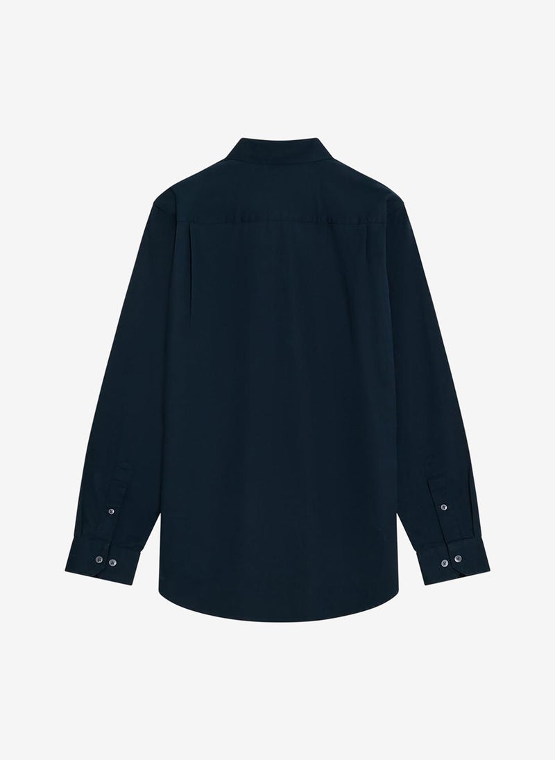 French Connection Men's Long Sleeve Twill Navy Blue Oxford Shirt - Image 4