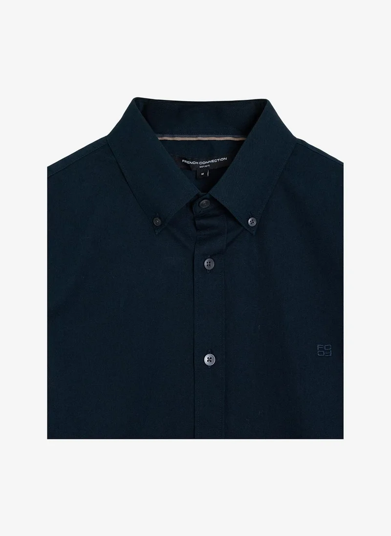 French Connection Navy Men's Long Sleeve Twill Navy Blue Oxford Shirt for Men | Best Price UAE