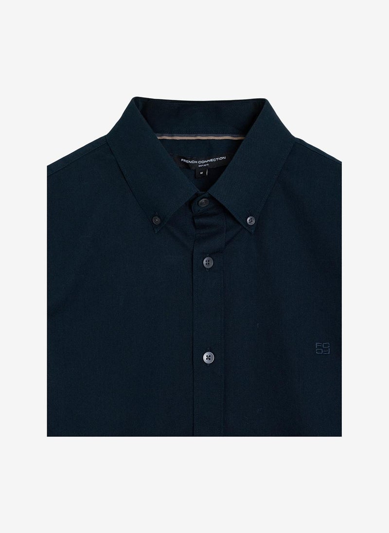 French Connection Men's Long Sleeve Twill Navy Blue Oxford Shirt - Image 5