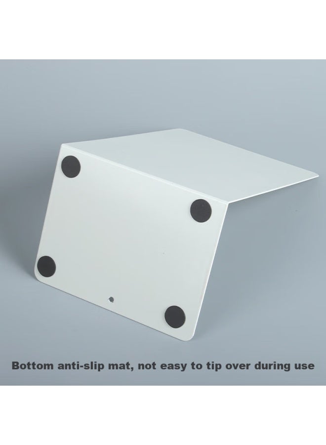 Tango L-shaped Large Solid White Bookend, Simple Desktop Bookend Stand, Table Book Holder Clip, 1 Pair - Image 2