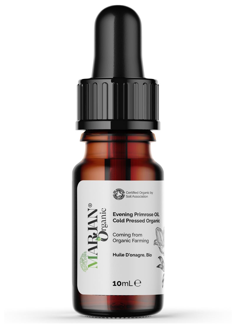 MARJAN ORGANIC Evening Primrose Oil 10ml - 100% Organic cold pressed - 100% Pure, Virgin, Unrefined & chemical-free - Perfect Oil Control Face Moisturizer - For Dry hair, Brittle hair, Mature skin, Sensitive skin  - Image 1