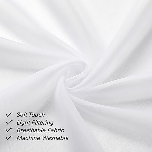 Lecloud 36 Inch White Sheer Curtains Tiers 2 PCS with Dual Rod Pockets, Airy & Breathable Half Small Curtain for Bedroom Living Room Kitchen, Voile Sheer Tiers Cafe Cupboard Decor, 40X36 Inches - Image 3
