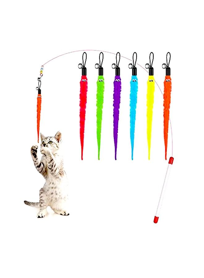 1 piece furry tail worm with bells cat teaser toy random color - Image 1