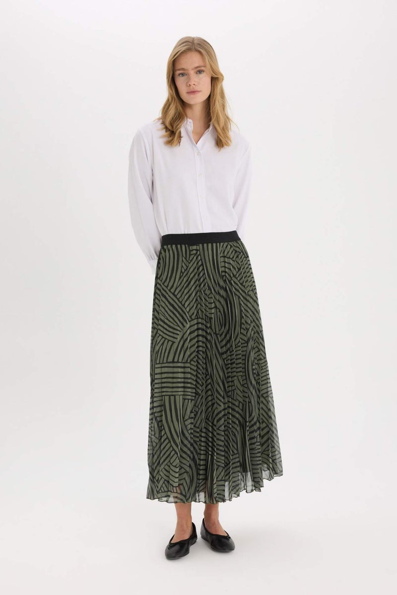DeFacto Pleat Printed Chiffon Maxi Skirt - Image 2
