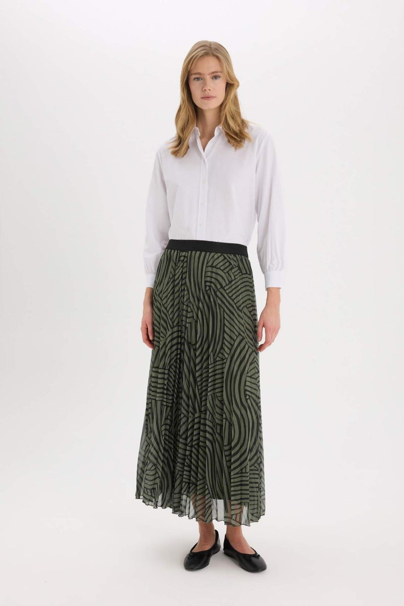 DeFacto Pleat Printed Chiffon Maxi Skirt - Image 1