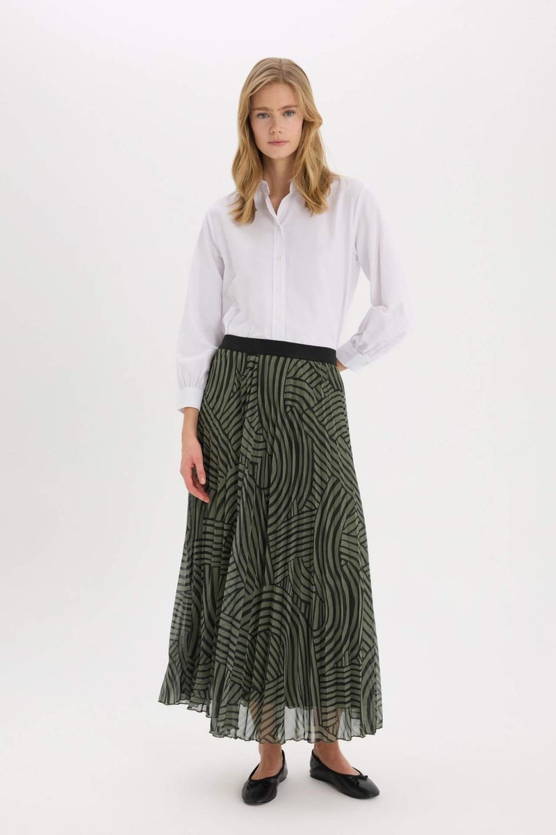 DeFacto Pleat Printed Chiffon Maxi Skirt - Image 3