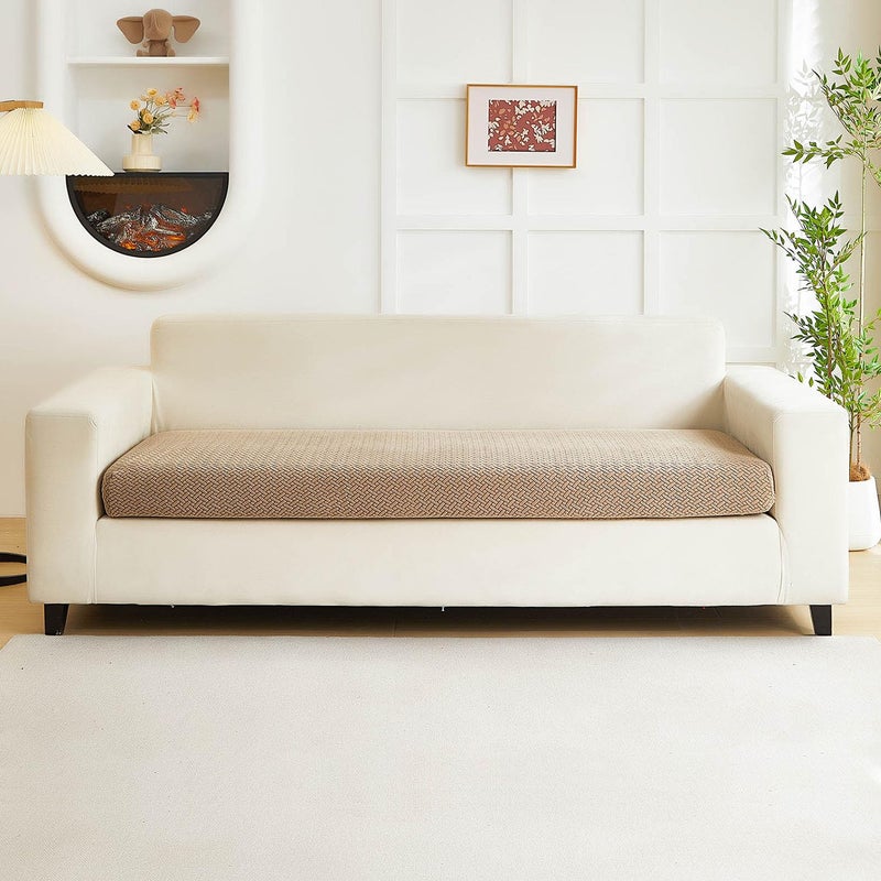 Disayu Couch Covers for 3 Cushion Sofa Pet Friendly Couch Cushion Covers Universal Sofa Covers Washable Stretch Slipcovers for Sectional Sofa (Texture Light Coffee,Large Triple Seat Cover) - Image 1