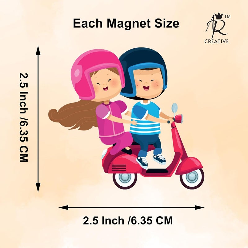 AR Creative AR Creative Couple On Scooter Fridge Magnet for Home Decoration Valentine Birthday Anniversary On Any Special Occasion MDF Wooden Fridge Magnet Home Office Decor 25 inch x 25 inch  - Image 4