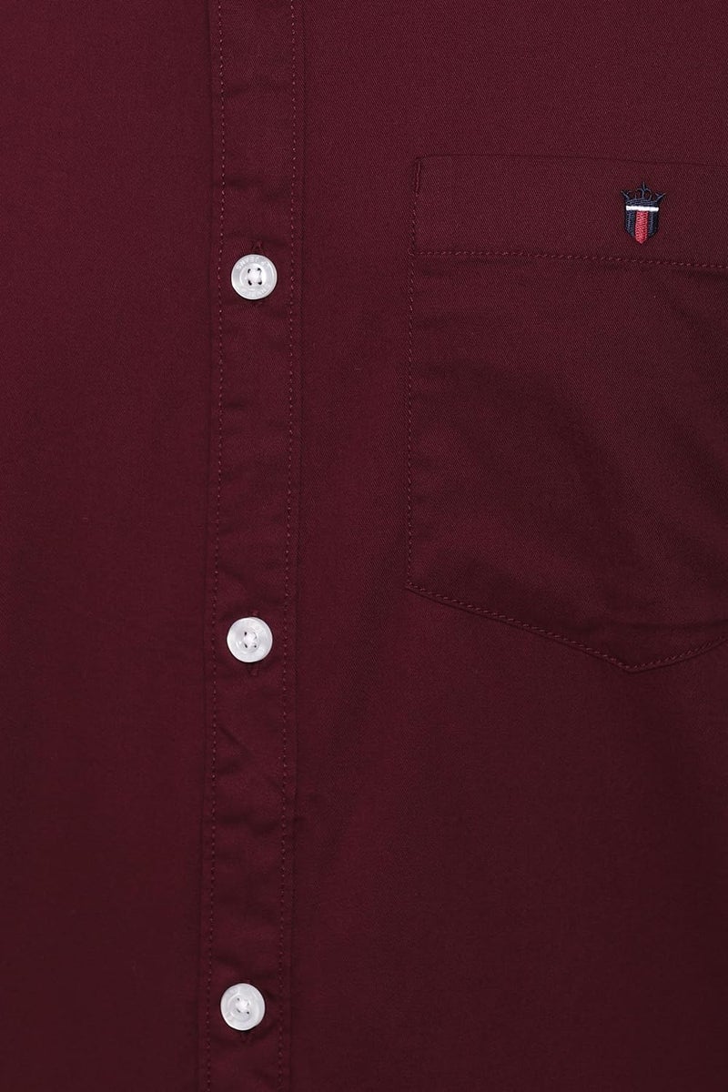 LOUIS PHILIPPE قميص رجالي من قطن لويس فيليب بقصة ضيقة (LRSFCSLPE10483_Maroon, 40) - Image 4