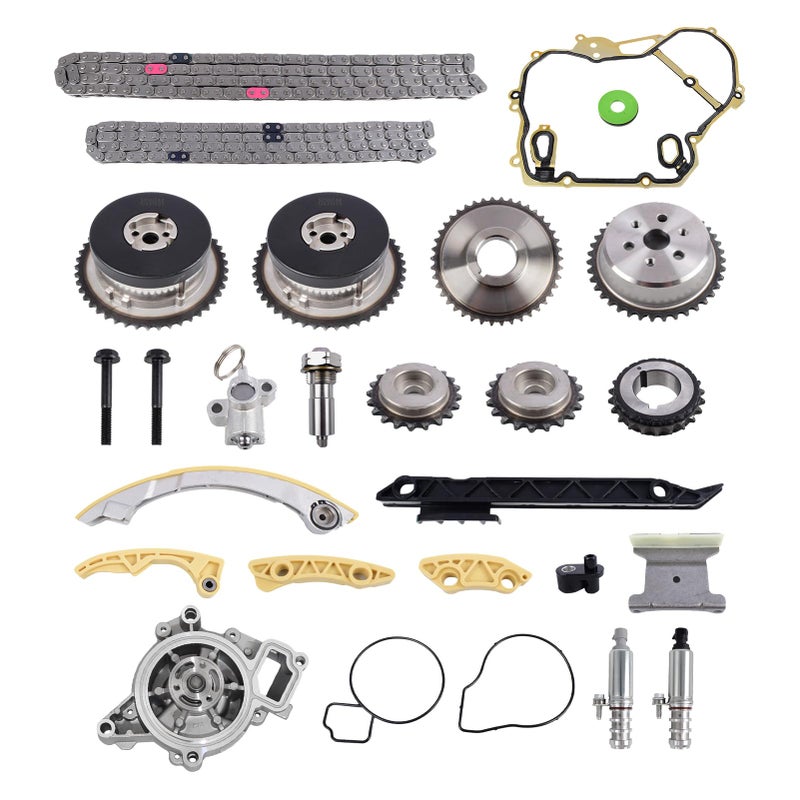 SUSUCAR Engine 24 Timing Chain Kit with Water Pump VCT Solenoid Actuator Gears for Chevy Equinox Malibu Captiva HHR GMC Terrain Buick Lacrosse Regal 24L Ecotec 94201S